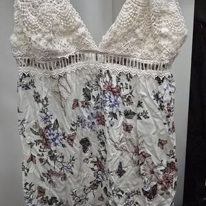 Floral Lace Trim Women Dress